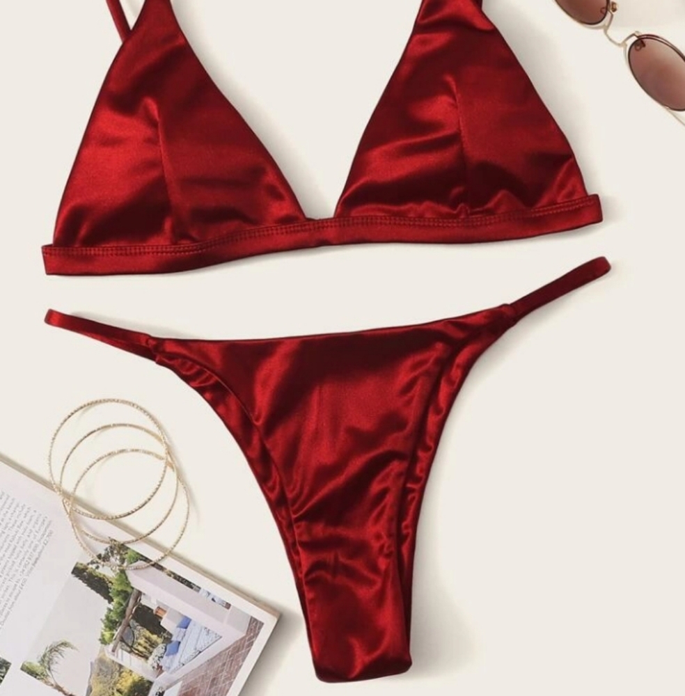 Red Satin Bikini two piece